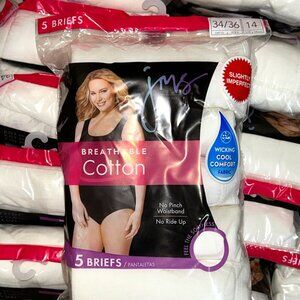 Hanes Women’s Breathable Cotton Briefs – LOT 29 - 90 pcs 18 packs (5 ea) – Sz 14